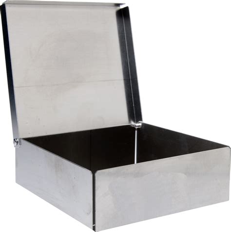 lidded metal box|metals containers with hinged lids.